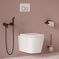 Смеситель с гигиеническим душем, матовый черный, Ray, IDDIS, RAYBL00i08