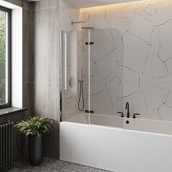 Corpa Nera Allegri/Аллегри Шторка на ванну 100х140, прозрачное стекло, профиль- хром