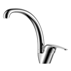 Смеситель для кухни с поворотным изливом, высота излива 19 см, длина 21 см, латунь/хром