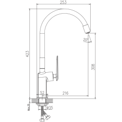 Смеситель для кухни, гибкий излив, латунь, белый/хром HB73548-8