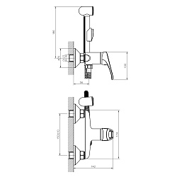 Смеситель с гигиеническим душем, латунь/хром, B35-52