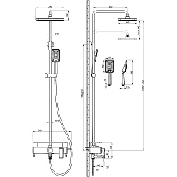 TROPIK Душевая система с верхним душем 29х19 см и поворотным изливом, латунь/хром/белый, LM7013C
