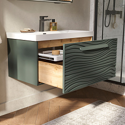 Тумба подвесная Gleam 80.1Y, зеленый камень/дуб вотан (78857(80))