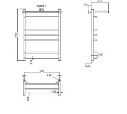 Aringa Лана полотенцесушитель водяной с полкой 50*80, хром