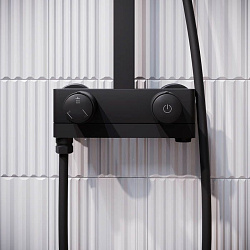 Смеситель с верхним душем с управлением Push Control, черный матовый, Slide, IDDIS, SLIBLBTi06