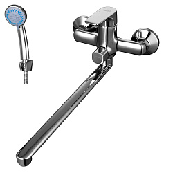 Смеситель универсальный с плоским изливом 32 см, поворотный переключатель, 3-х реж.лейка, RS31-32