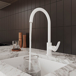 Смеситель для кухни с каналом для фильтрованной воды, белый матовый, Rora, Milardo, RORWTFJM05