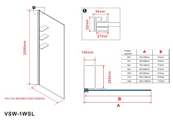 Душевая перегородка Walk-In VSW-1HWS600CLGM, 600*2000, вороненая сталь, стекло прозрачное, , шт
