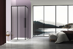 Душевой уголок Slim-N VSS-4SN8010CLB, 1000*800, черный, стекло прозрачное, , шт