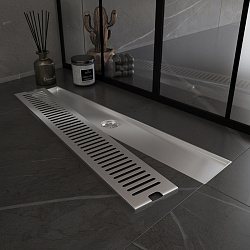 Corpa Nera Grossi/Гросси душевой трап 10х60 с сухим затвором, вертикальный выпуск, нержавеющая сталь