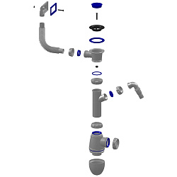 B440V  CИФОН ДЛЯ МОЙКИ С ВЫПУСКОМ 1 1/2 И ПРЯМОУГОЛЬНЫМ ПЕРЕЛИВОМ, БЕЗ ОТВОДА