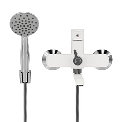 Aringa Рейн смеситель для ванны и душа длинный излив с аксессуарами, белый