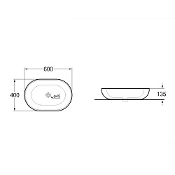 Раковина керамическая Vincea VBS-113, 600*400*135, накладная, цвет белый, , шт