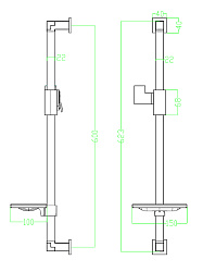 Штанга душевая с прямоугольной мыльницей, высота 62,5см, нерж. сталь/хром, блистер