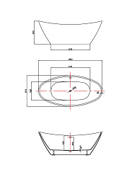 Ванна акриловая Vincea VBT-203, 1800*850*650, цвет белый, щелевой перелив, , шт