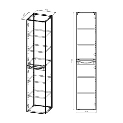 Шкаф Mia VSC-2M170VO-L подвесной, 1700*350*350, V.Oak, левый, , шт