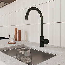 Смеситель для кухни с каналом для фильтрованной воды, черный матовый, Rora, Milardo, RORBLFJM05