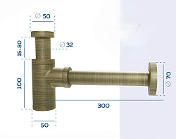 Corpa Nera сифон для раковины, бронза матовый