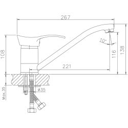 Смеситель для кухни, латунь, хром HB4401