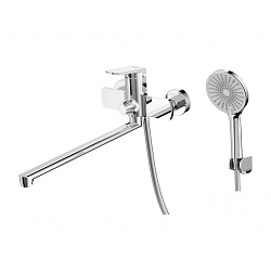Смеситель универсальный для ванны с поворотным изливом 380 мм, с аксессуарами, хром