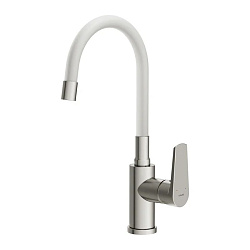 Смеситель для кухни MODUO однорычажный белый с гибким изливом белый