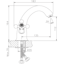 Смеситель для раковины, латунь, хром HB1019
