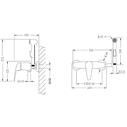 LINARA Смеситель настенный с гигиеническим душем, латунь/хром