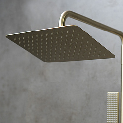 URSUS Душевая система с верхним душем 30х20 см, регулируемая высота 1~1,7м, латунь/браш свет золото