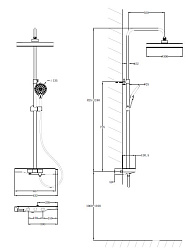 Душевая стойка Inspire VSFS-3I12TGM термостатическая с изливом, 30см верх.душ, вороненая сталь, , шт