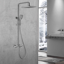 Душевая стойка Next VSFS-1N1TGM термостатическая с изливом, 25см верх душ, вороненая сталь, , шт