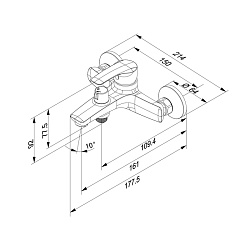 Смеситель для ванны, черный, Ray, IDDIS, RAYBL02i02WA	