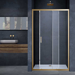 Душевая дверь Alpha VDS-3AL120CLG, 1200, брашированное золото, стекло прозрачное, , шт