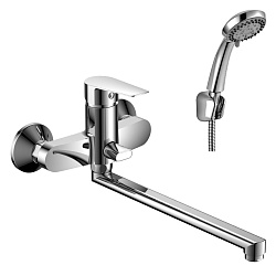 Смеситель универсальный с плоским изливом 32 см, поворотный переключатель, 5-ти реж.лейка, S35-33