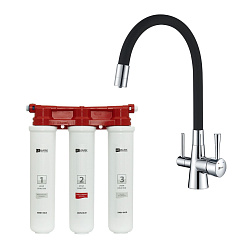 Комплект: Смеситель LM3075C для кухни с гибким изливом + Фильтр BASIC для очистки воды от хлора и вр