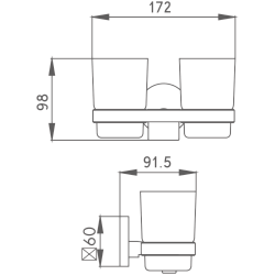 Держатель стакана , двойной, матовое стекло, хром HB9008