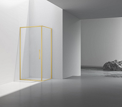 Душевой уголок Slim 8mm VSR-4SLP9010CLG, 1000*900, брашированное золото, стекло прозрачное, , шт