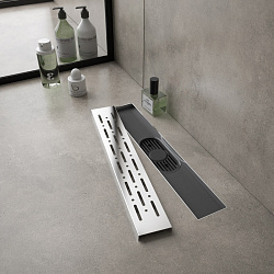 Corpa Nera Grossi/Гросси душевой трап 40 см с гидрозатвором, решетка из нержавеющей стали, хром