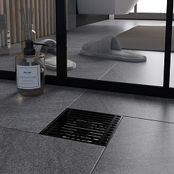 Corpa Nera Grossi/Гросси душевой трап 10х10 с сухим затвором, вертикальный выпуск, черный