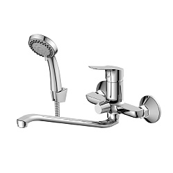 Смеситель универсальный с S-образным изливом 35 см, поворотный переключатель, 5-ти режимная лейка, л