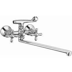 Смеситель для ванны, длинный излив, латунь, хром HB2125