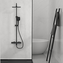 Душевая стойка Cube VSFS-1C1MB с изливом, черный, , шт