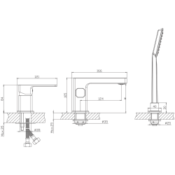 Смеситель для ванны на борт, 3 отверстия, хром HB80615
