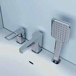 Смеситель на борт ванны на 3 отверстия с керамическим дивертором, Slide, IDDIS, SLISB30i07