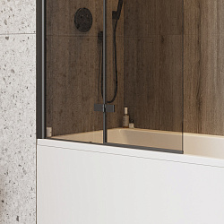 Corpa Nera Allegri/Аллегри Шторка на ванну 100х140, тонированное стекло, профиль- черный матовый