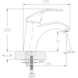 Смеситель для раковины, латунь, хром HB1021