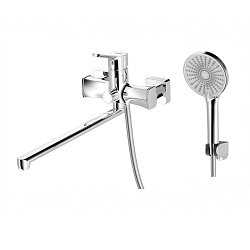 Смеситель универсальный для ванны с поворотным изливом 380 мм, хром