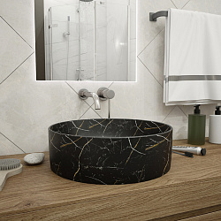 Corpa Nera Bosso/Боссо раковина  накладная D41, белый мрамор