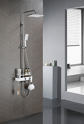 TROPIK Душевая система с верхним душем 29х19 см и поворотным изливом, латунь/хром/белый, LM7013C