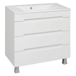 Тумба /3 ящ/напольная/белый/раковина Прима( 80см) Olivia/AQUA DE MARCO