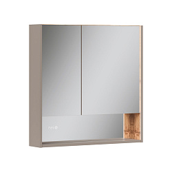 Шкаф зеркальный Gleam 80.2D, амарок/дуб вотан